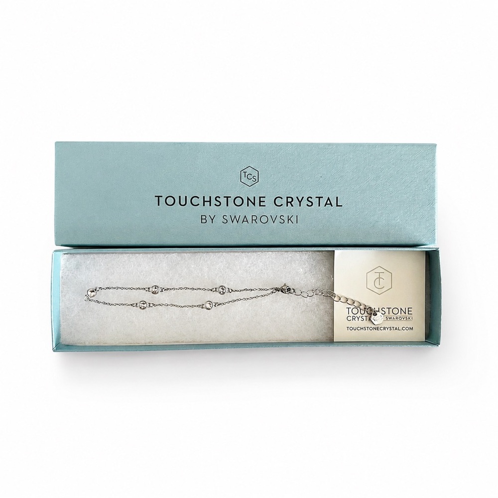 Touchstone by Swarovski Crystal Silver Station Link Anklet | NWT and Box
